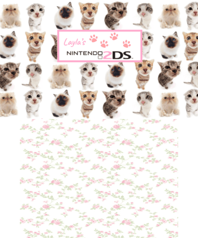 kitty cat pink cute floral 2ds