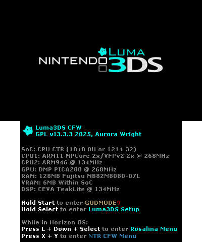 Luma3DS v13.3.3 BIOS| 3DS