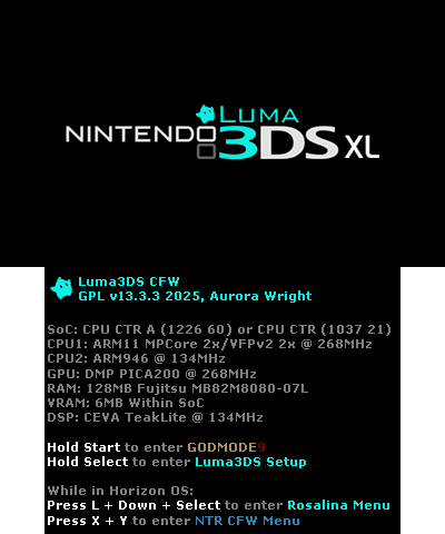Luma3DS v13.3.3 BIOS| 3DS XL