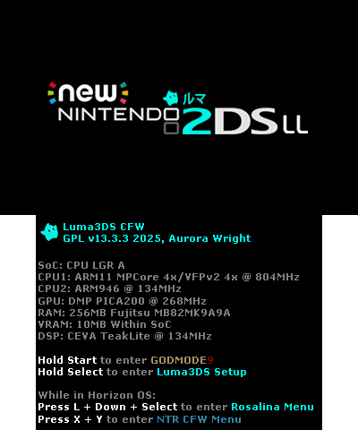 Luma3DS v13.3.3 BIOS| New 2DS LL