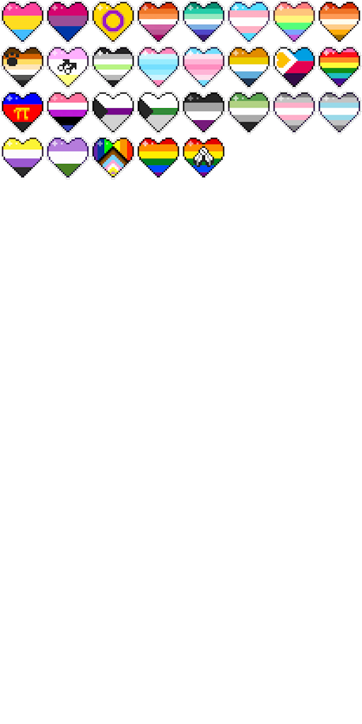 LGBT Pride Flag Pixel Art Hearts