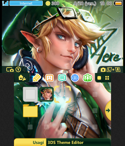 Link wearing headphones