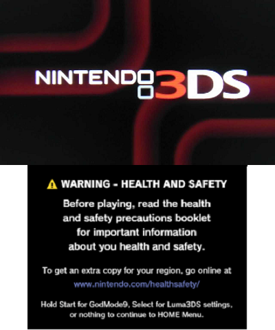 TELA DE AVISO DO NINTENDO 3DS