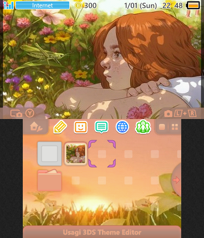 Girl in Flower Field Grasshopper