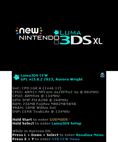 Luma3DS v13.0.2 N3DSXL: Riolu