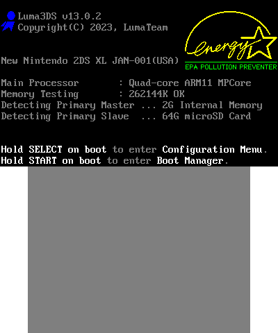 Luma3DS BIOS Splash for N2DSXL