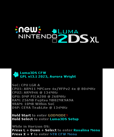 Luma3DS BIOS v13.1 - N2DSXL