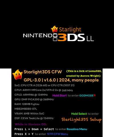 Starlight3DS (Nintendo 3DS LL)