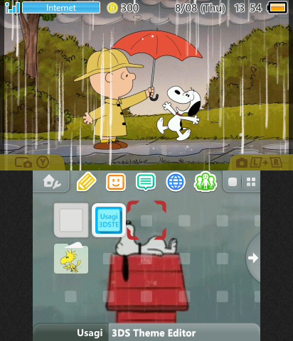 snoopy in the rain