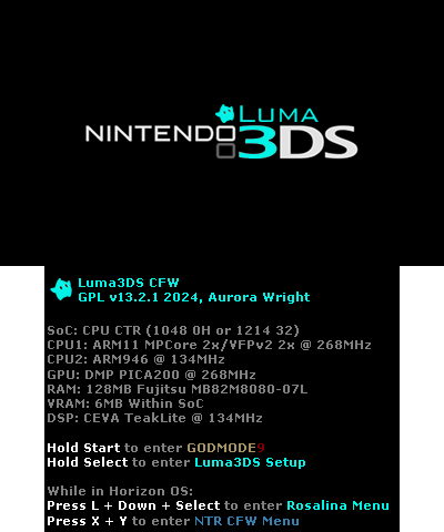 Luma3DS v13.2.1 BIOS| 3DS