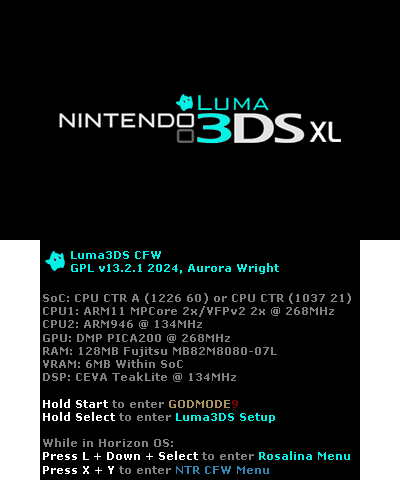 Luma3DS v13.2.1 BIOS| 3DS XL