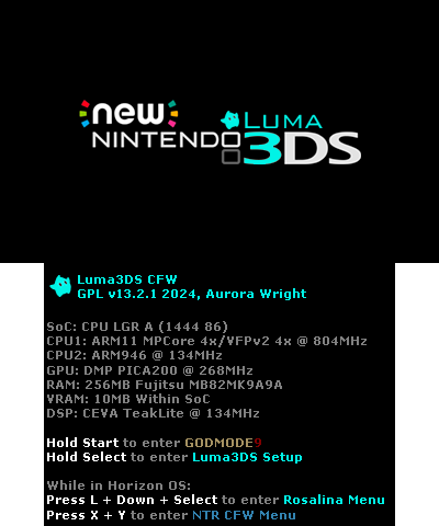 Luma3DS v13.2.1 BIOS| New 3DS