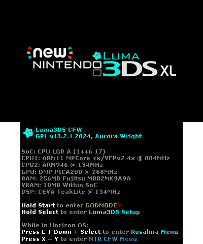 Luma3DS v13.2.1 BIOS| New 3DS XL